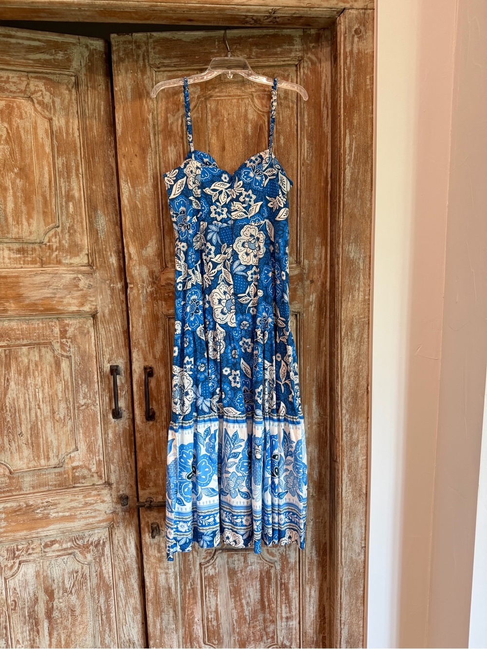 Farm Rio blue & white floral Maxi dress size Large - Picture 4 of 7